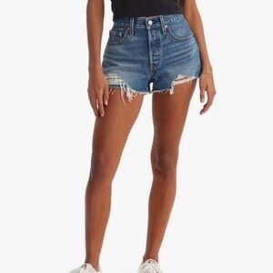Levi's Women's 501 Original Jean Shorts “Darn It Now” Distressed Cutoffs Size 30
